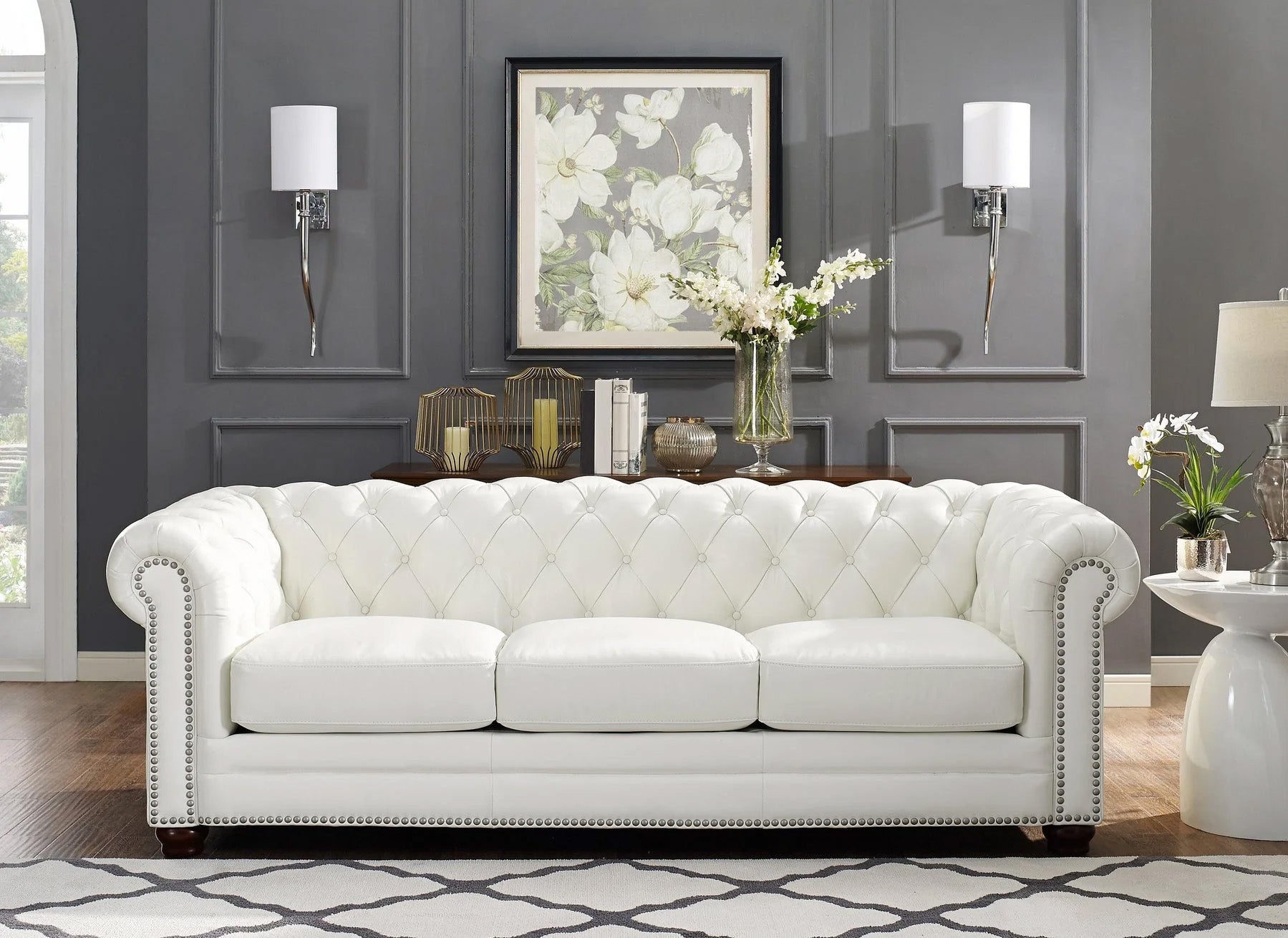 Kennedy White Leather Sofa - MJM Furniture