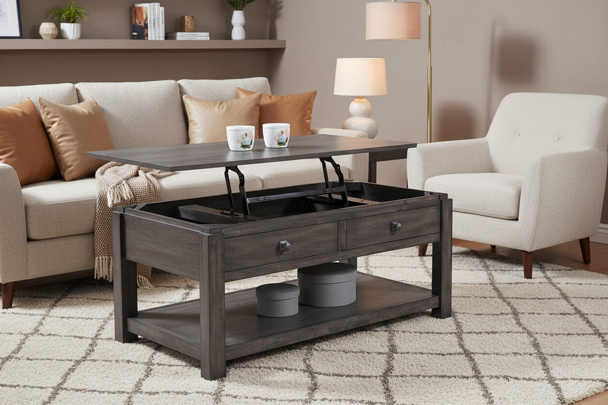 Moby 40” Grey Lift Top Coffee Table - MJM Furniture