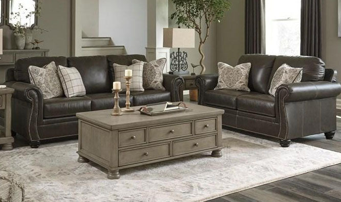 Lawthorne Slate Leather Match Sofa & Loveseat - MJM Furniture