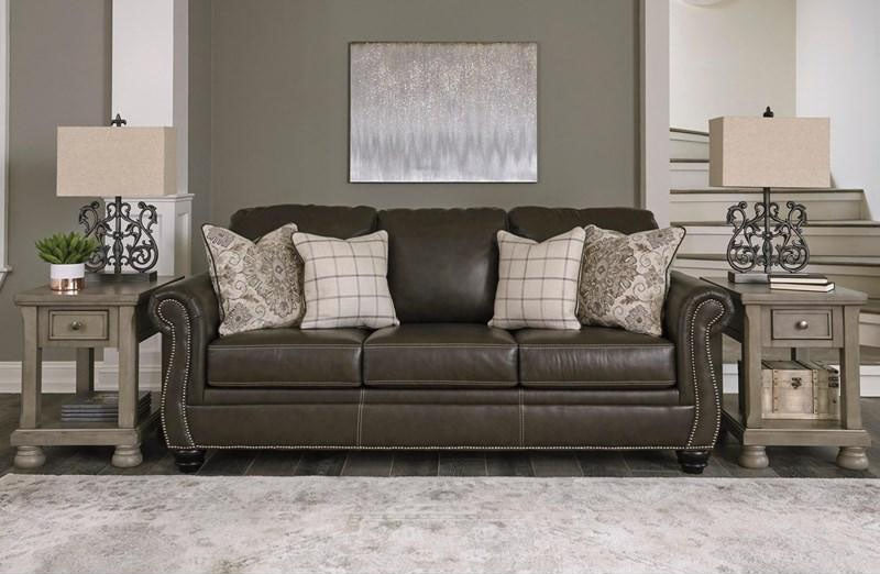 Lawthorne Slate Leather Match Sofa &amp; Loveseat - MJM Furniture