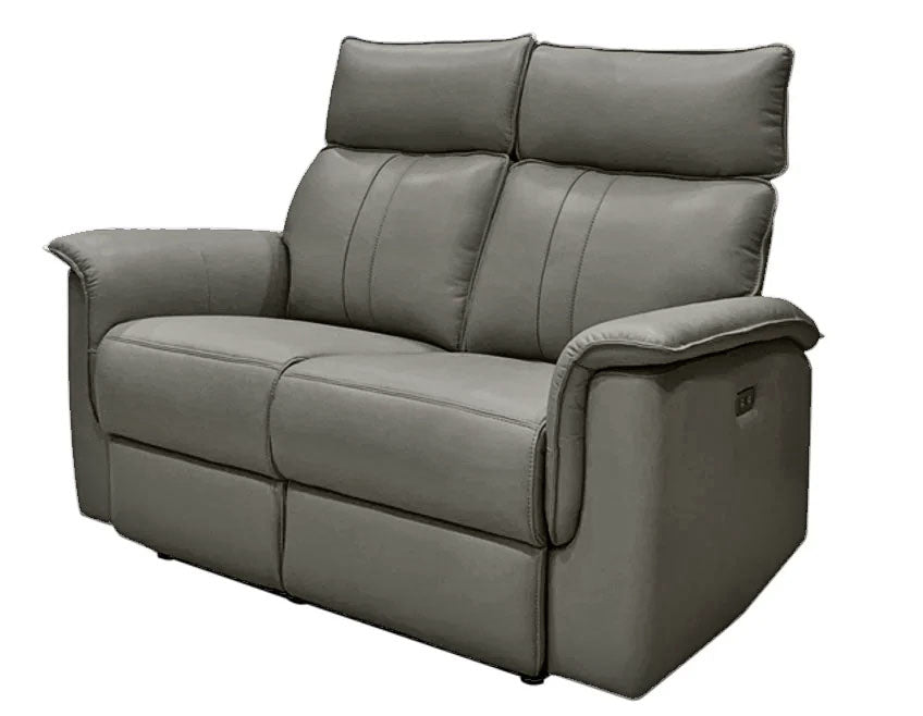 Leo Gray Leather Power Reclining Loveseat - MJM Furniture