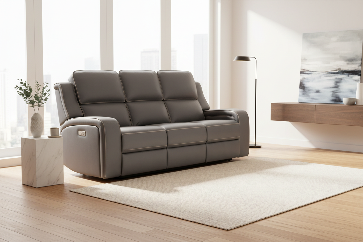 Matrix 84.5” Charcoal Zero Gravity Power Reclining Sofa - MJM Furniture