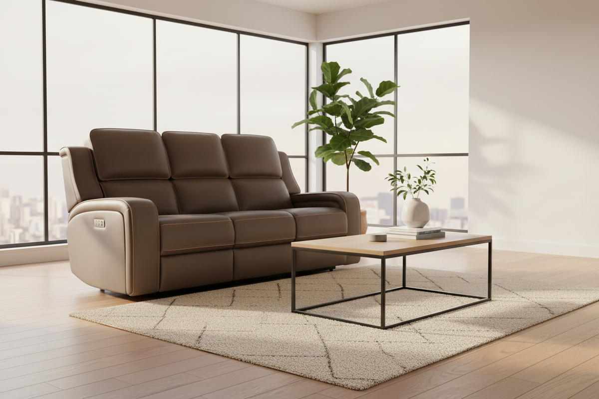 Matrix 84.5” Brown Zero Gravity Power Reclining Sofa - MJM Furniture