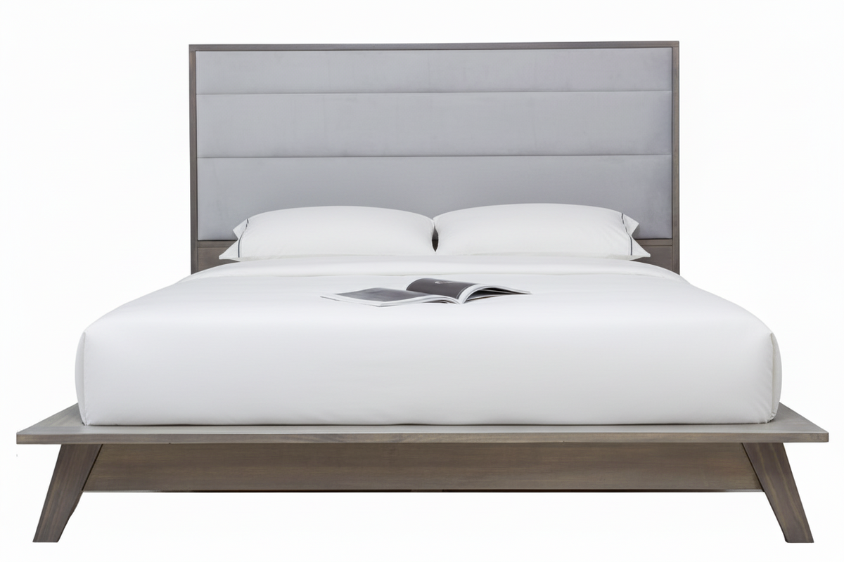 Metro Gray Pine Upholstered Platform Bed - MJM Furniture
