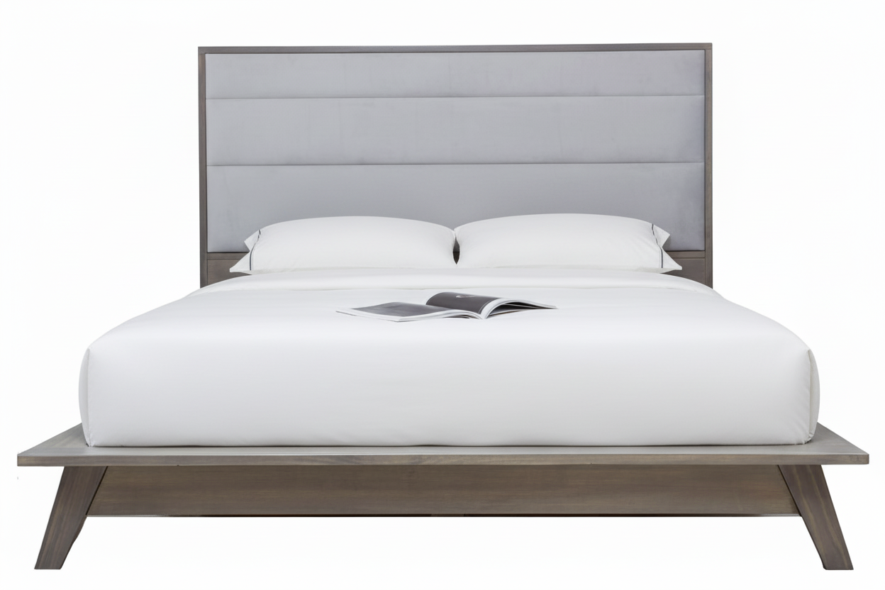 Metro Gray Pine Upholstered Platform Bed - MJM Furniture