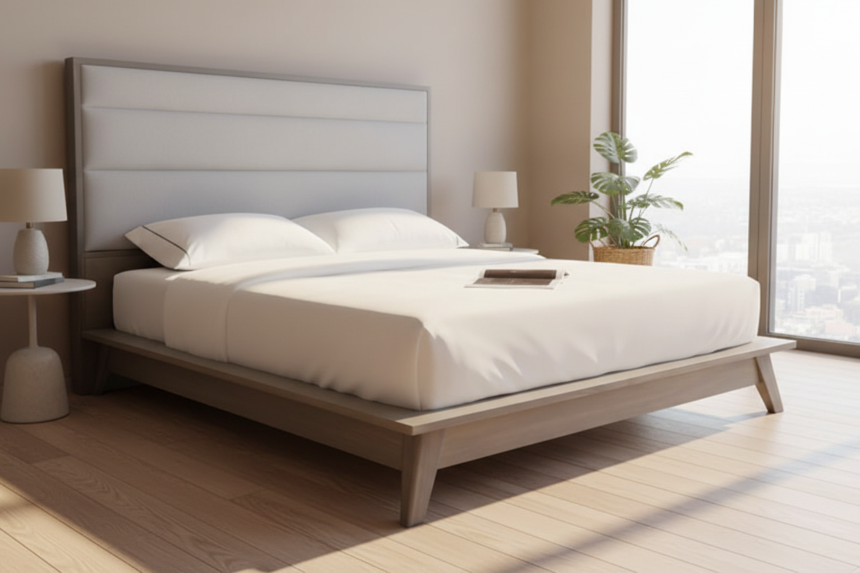 Metro Gray Pine Upholstered Platform Bed - MJM Furniture