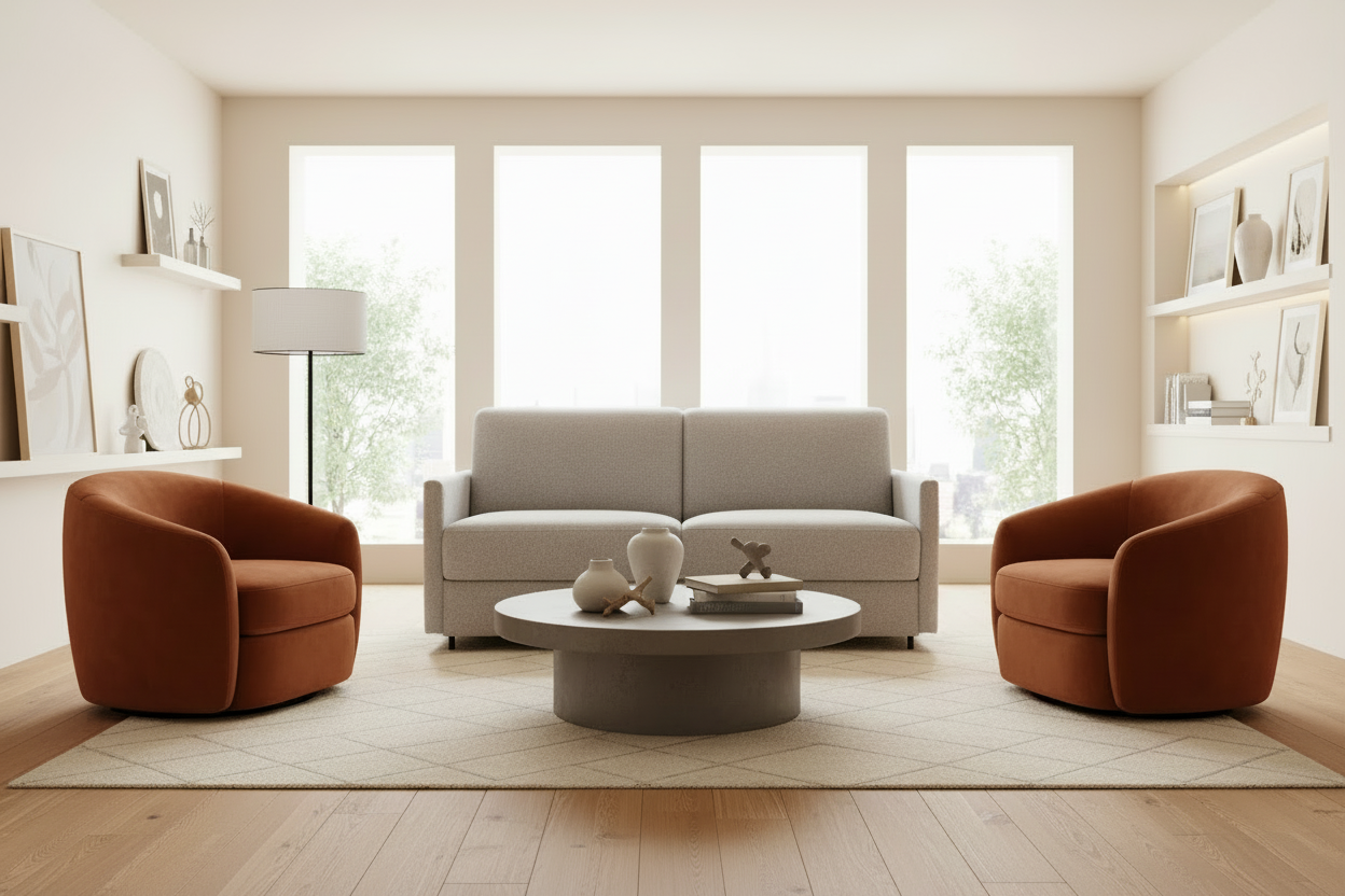 Mia 68.5” Light Grey Double Sofa Bed with 5” Memory Foam Mattress - MJM Furniture