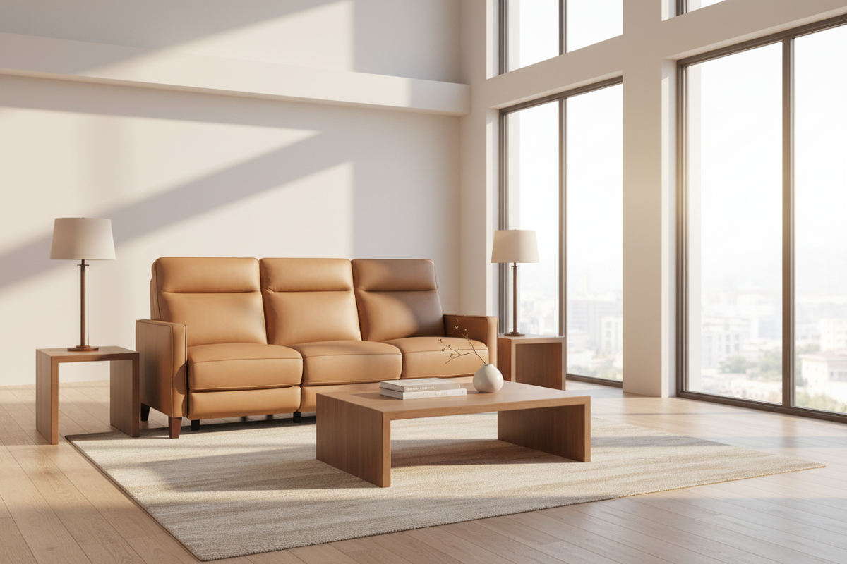 New Milan 83” Cognac Premium Leather Zero Gravity Power Reclining Sofa - MJM Furniture