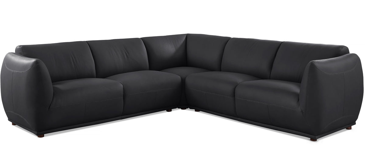Moon Black Leather Sectional - MJM Furniture