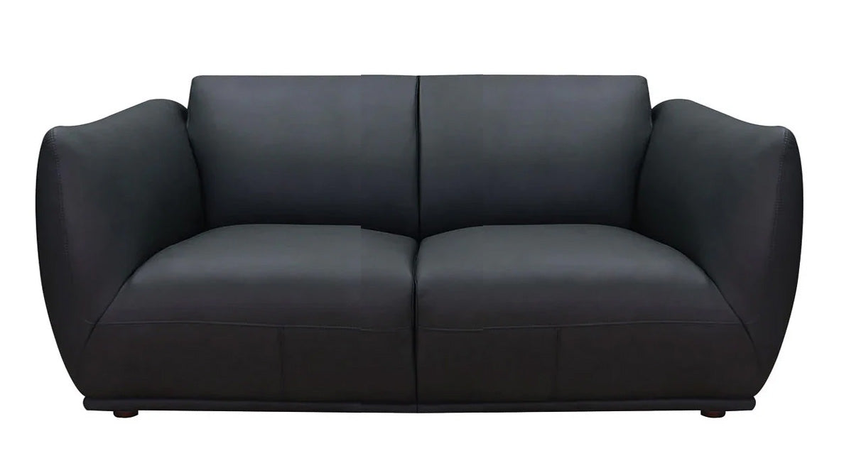 Moon Black Leather Loveseat - MJM Furniture