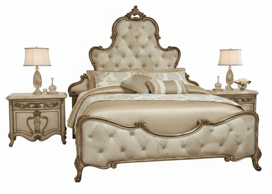 Platine De Royale Platinum 3 Piece King Bedroom Set - MJM Furniture
