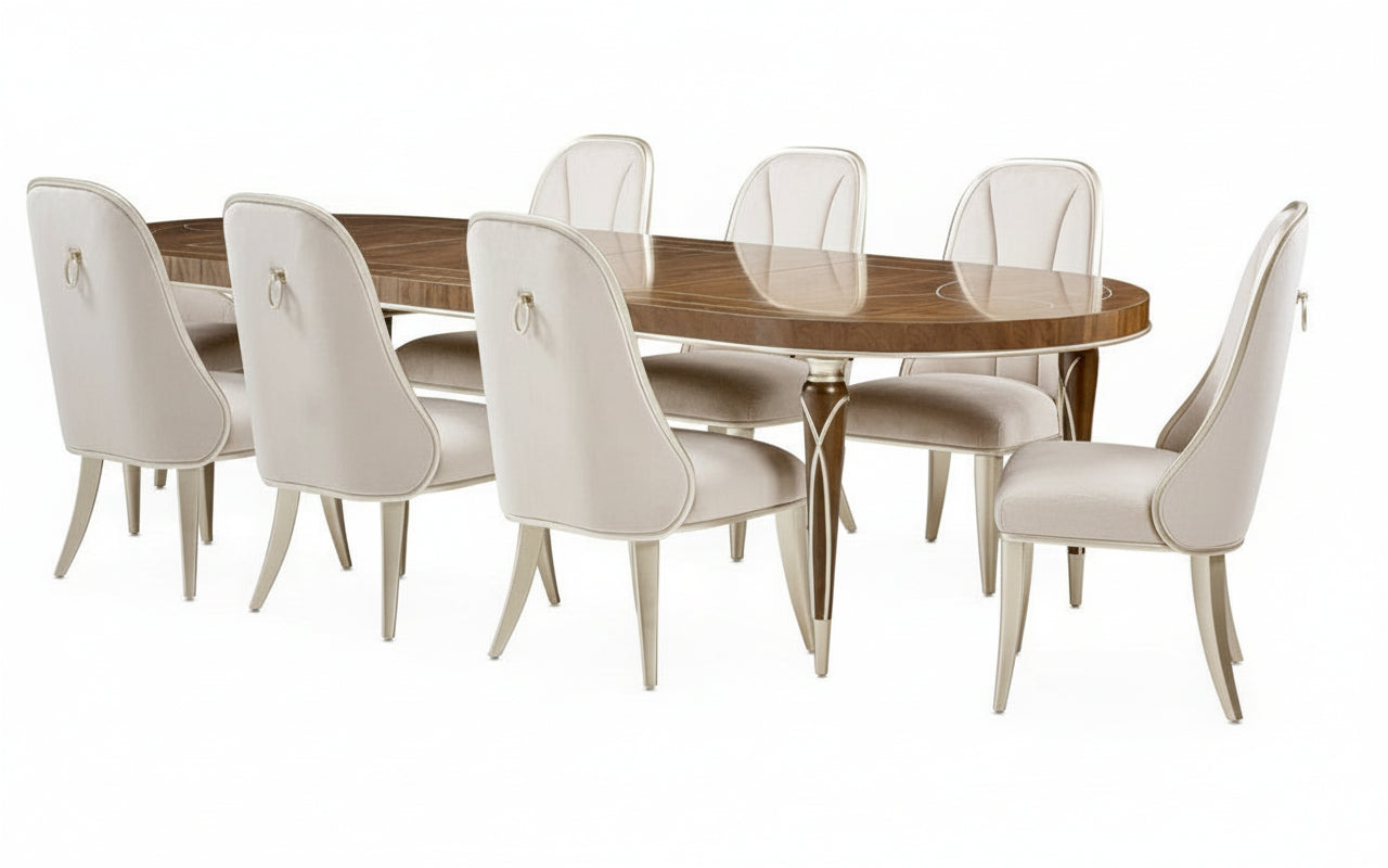 Villa Cherie Hazelnut 9 Piece Dining Set - MJM Furniture