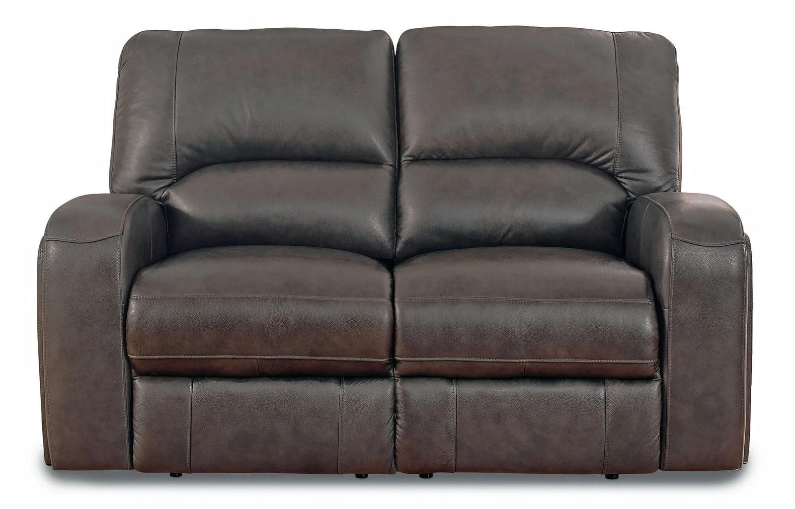 Newcastle Gray Leather Power Reclining Loveseat - MJM Furniture