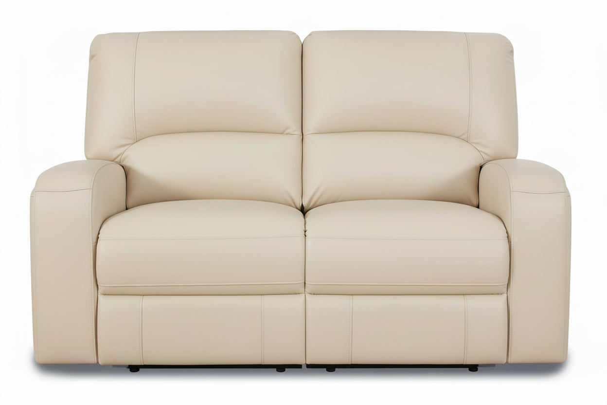 Newcastle 64" Vanilla Fabric Power Reclining Loveseat - MJM Furniture