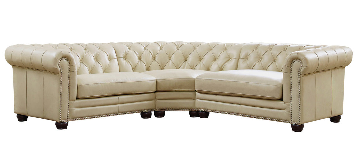 Nicholson Beige Leather 3 Piece Sectional - MJM Furniture
