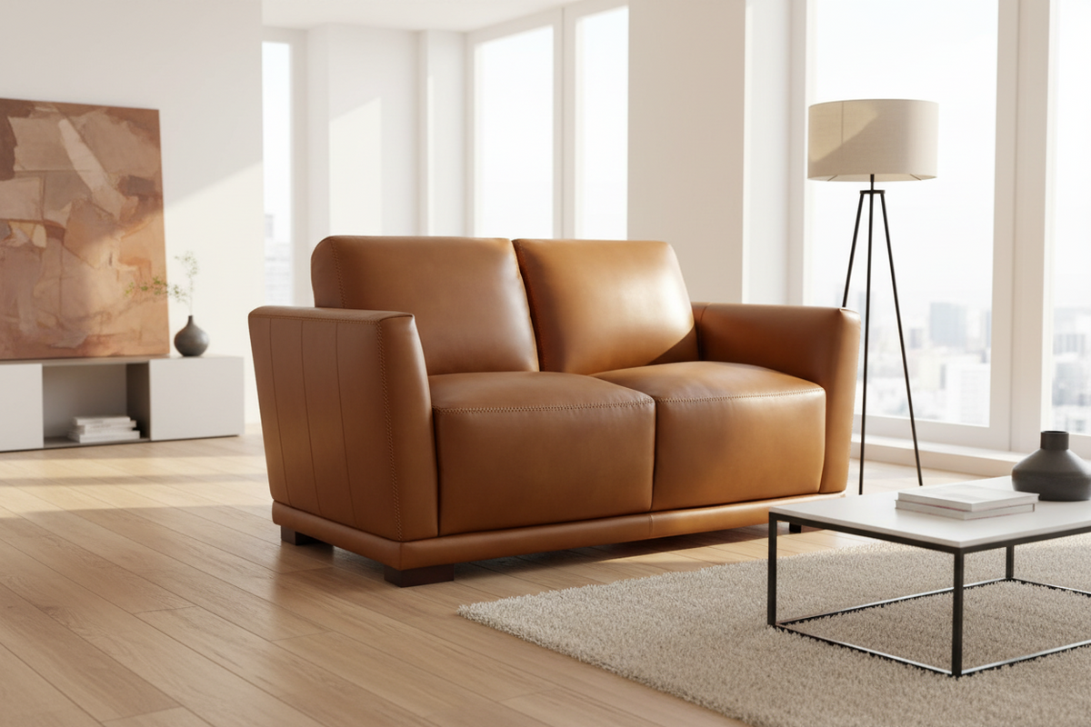 Oslo 60" Whiskey Leather Loveseat - MJM Furniture