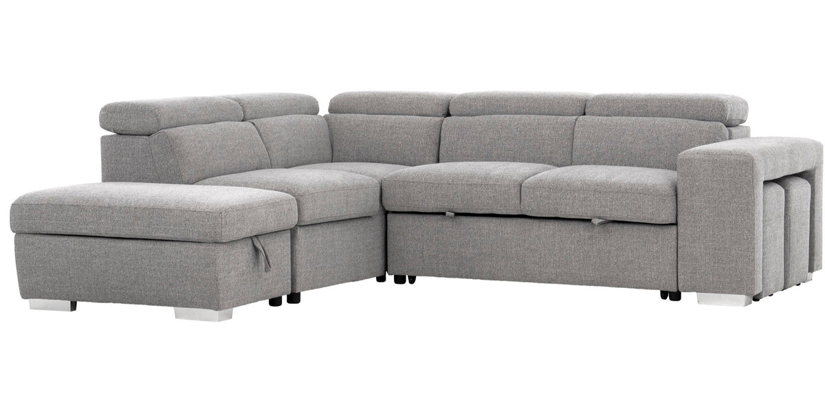 Zane Light Gray 3 Piece Sleeper Sectional - MJM Furniture