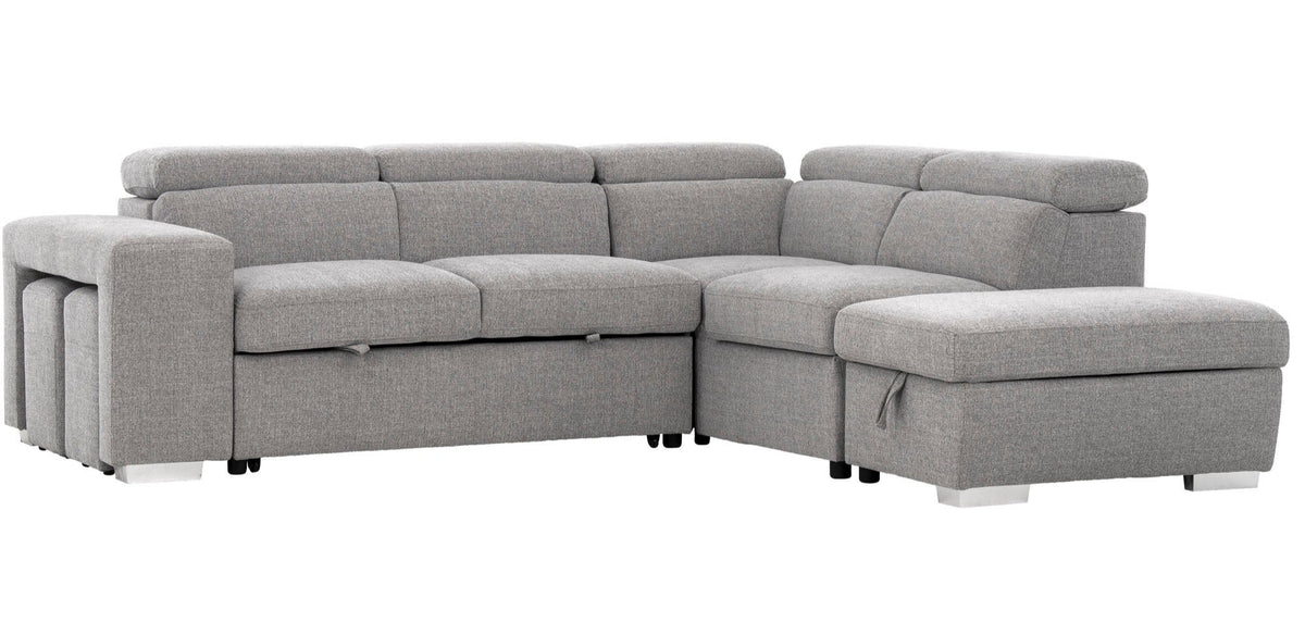 Zane Light Gray 3 Piece Sleeper Sectional - MJM Furniture