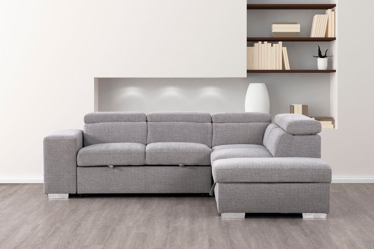 Zane Light Gray 3 Piece Sleeper Sectional - MJM Furniture