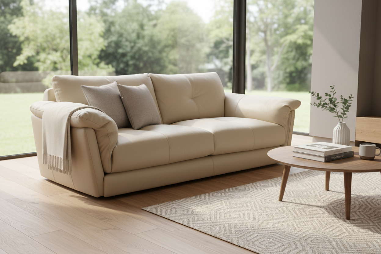 Paoli 69" Taupe Leather Sofa - MJM Furniture