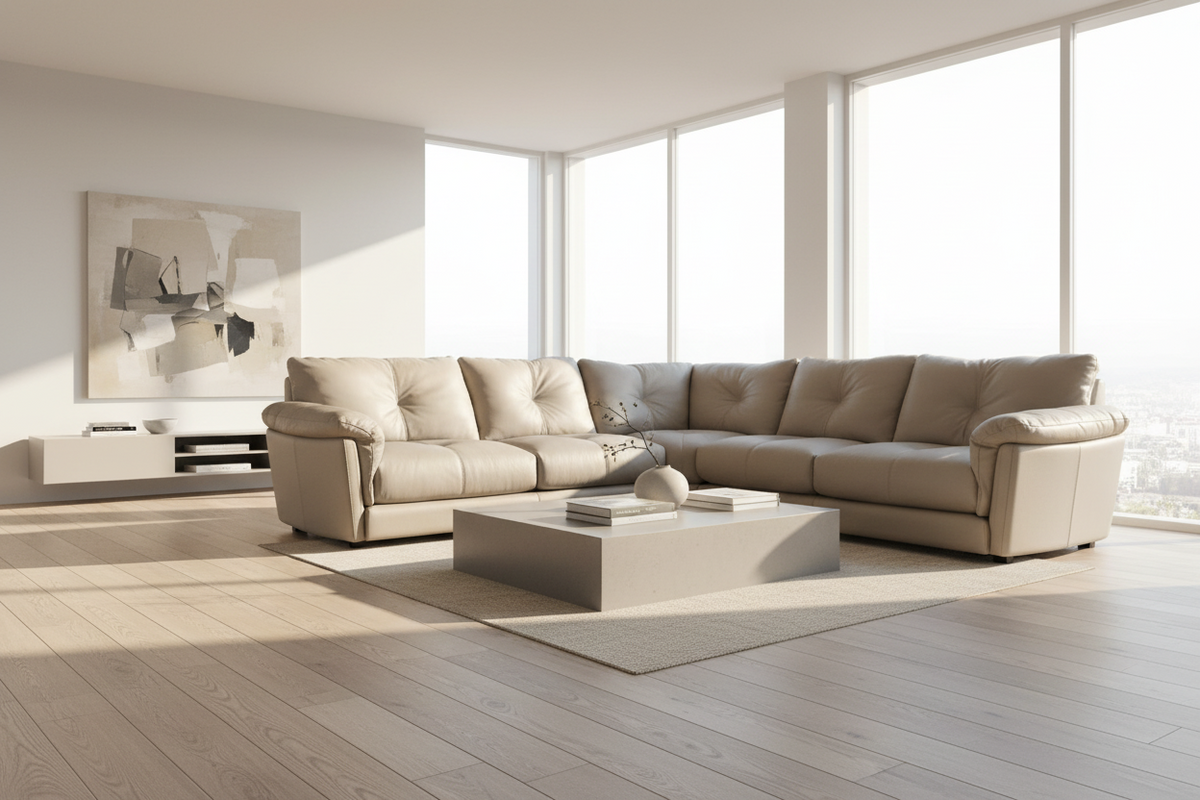 Paoli Taupe Leather Sectional - MJM Furniture