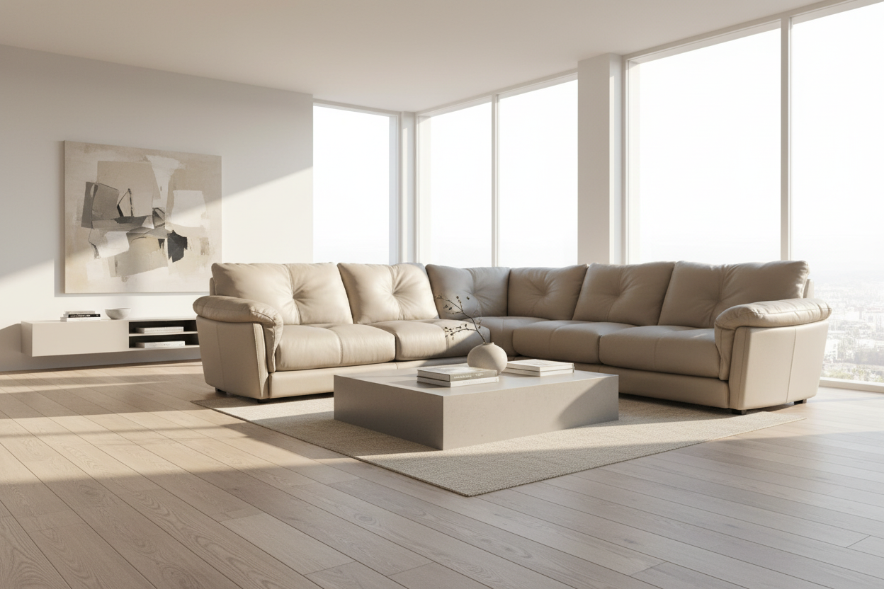 Paoli Taupe Leather Sectional - MJM Furniture