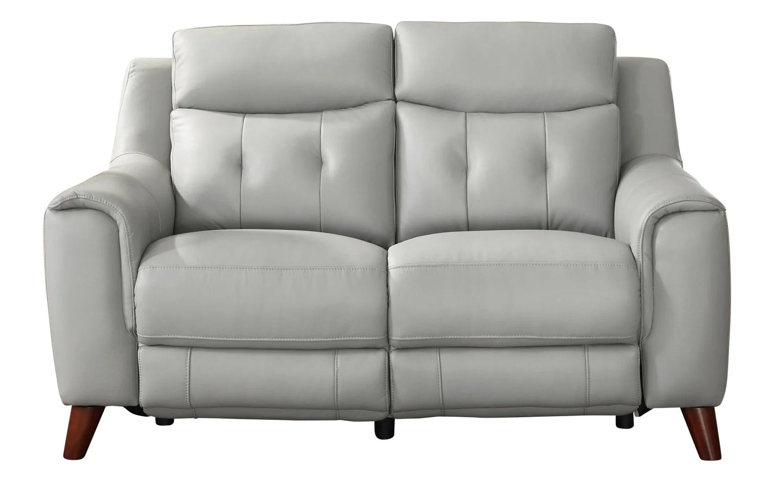 Paramount Silver Leather Power Reclining Loveseat - MJM Furniture