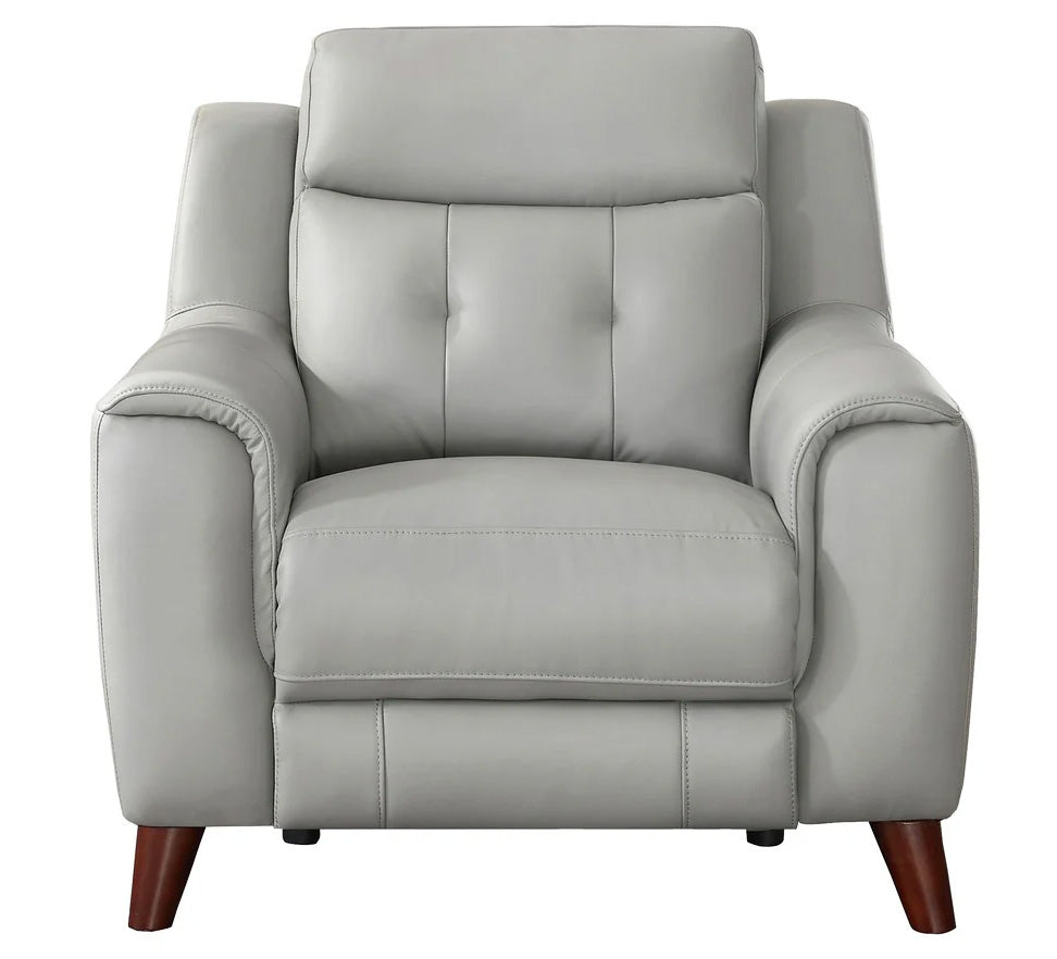 Paramount Silver Leather Power Reclining Chair - MJM Furniture