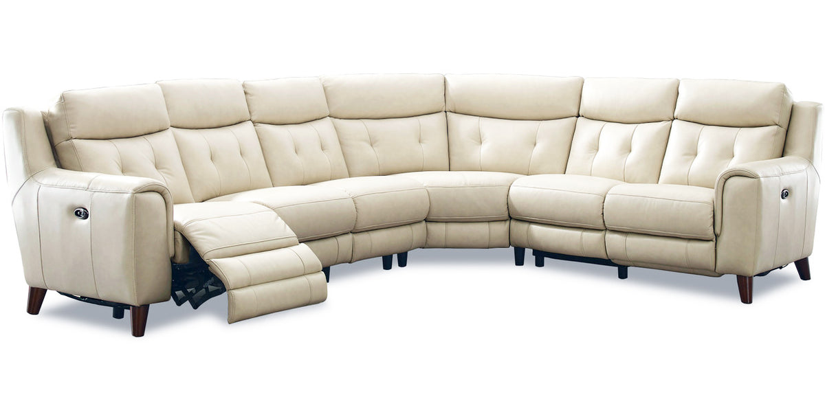 Paramount Vanilla Leather Power Reclining Sectional - MJM Furniture