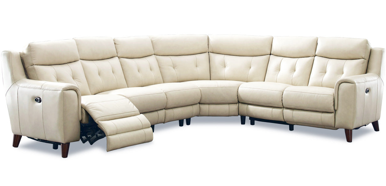 Paramount Vanilla Leather 4 Piece Reclining Sectional - MJM Furniture