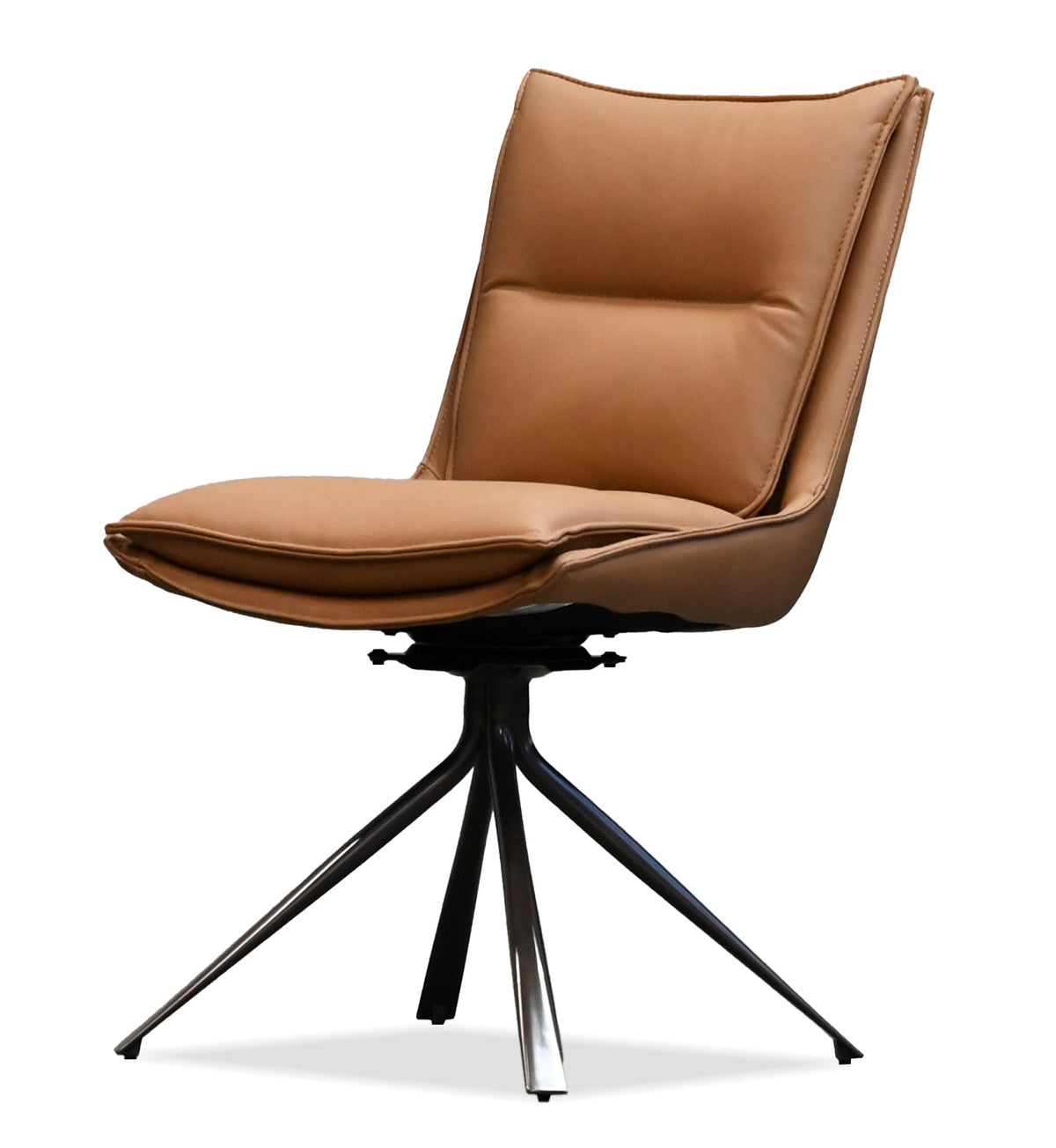 Puccini Whiskey Leather Swivel Dining Chair - MJM Furniture