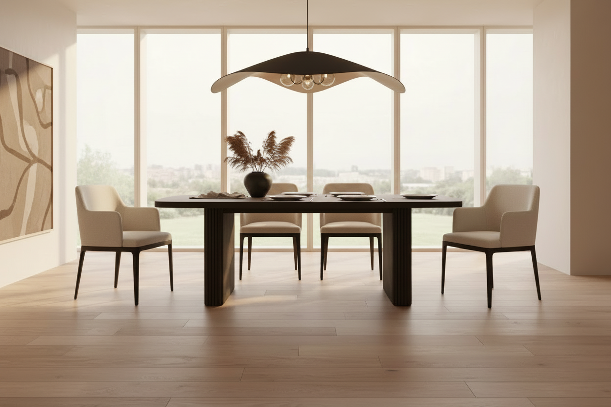 Serenity 66”-82” Black Rectangle Dining Table Dining Tables ALF