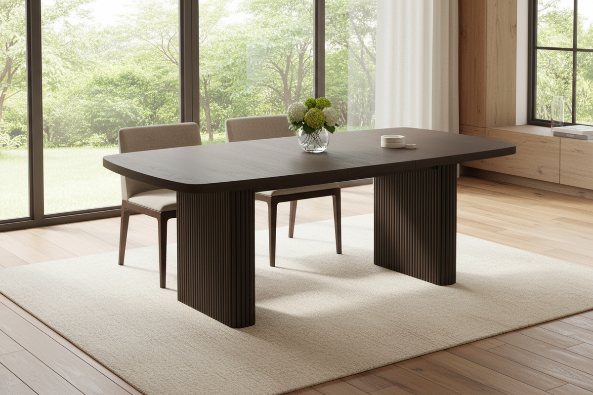 Serenity 66”-82” Black Rectangle Dining Table - MJM Furniture