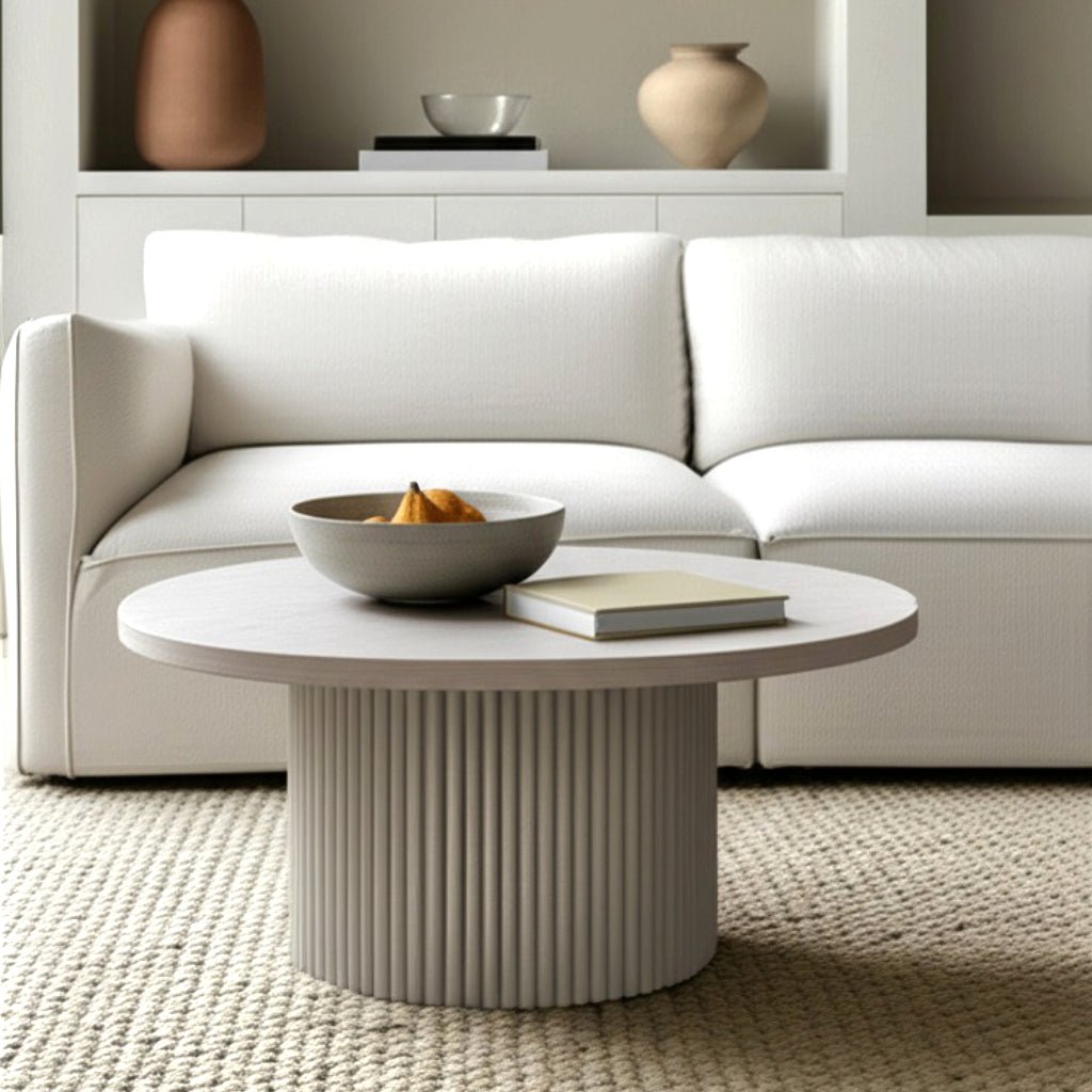 Serenity White Wash Round Coffee Table - MJM Furniture