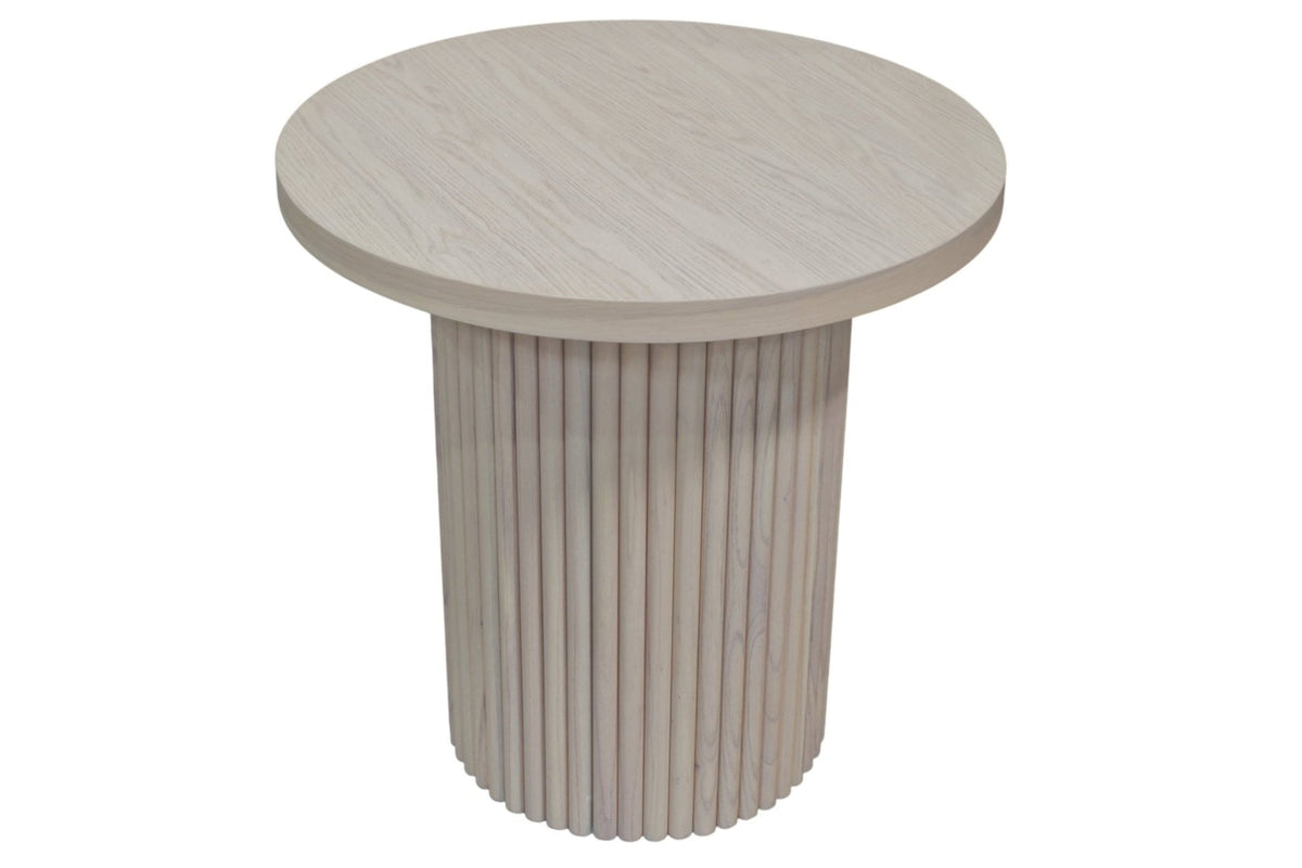 Serenity White Wash Round End Table - MJM Furniture