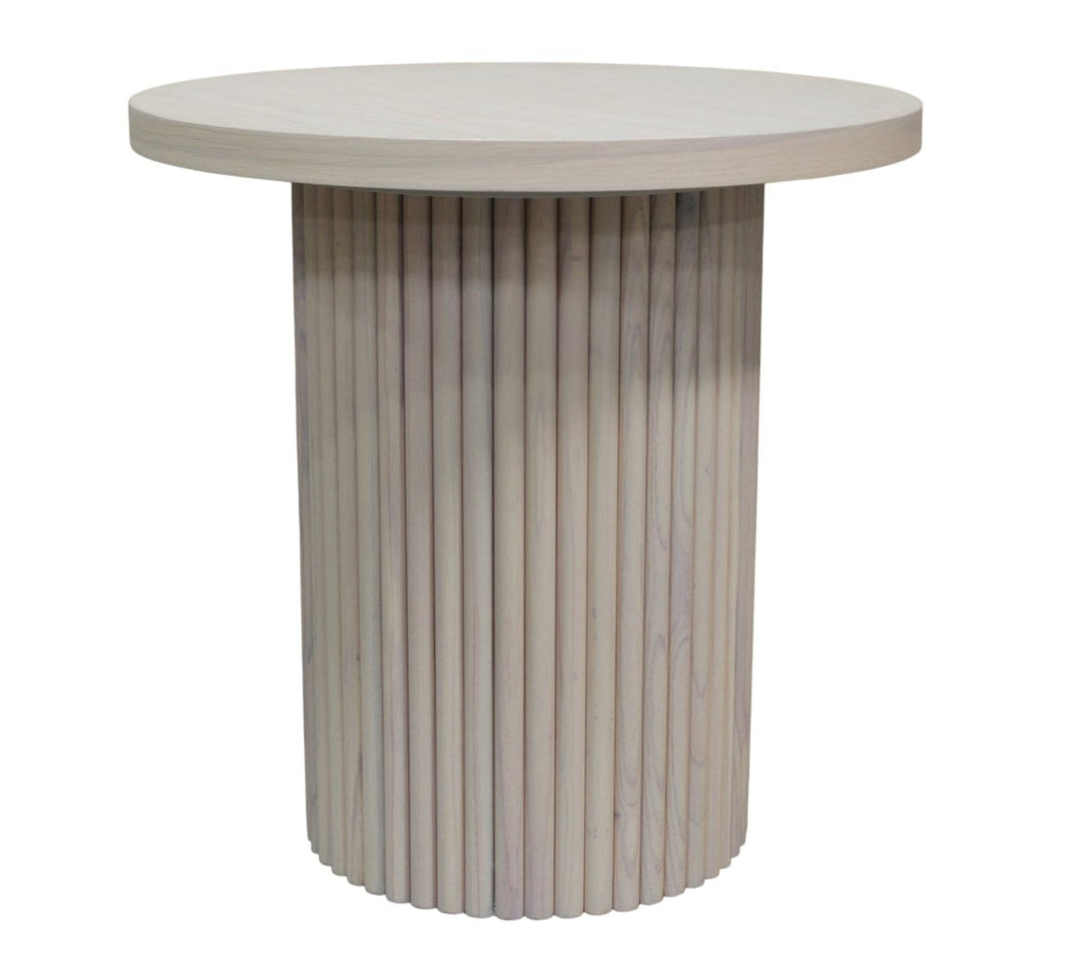 Serenity White Wash Round End Table - MJM Furniture