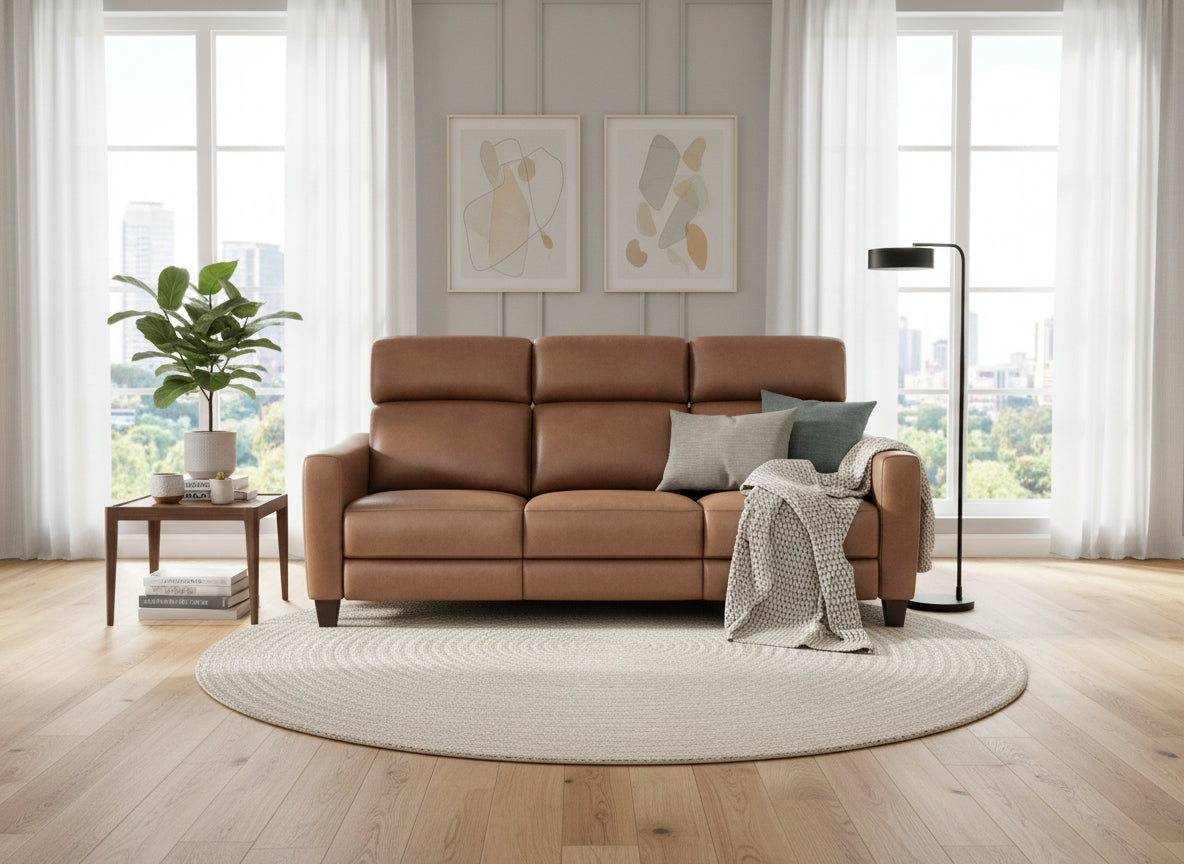 Nels Caramel Power Reclining Sofa - MJM Furniture
