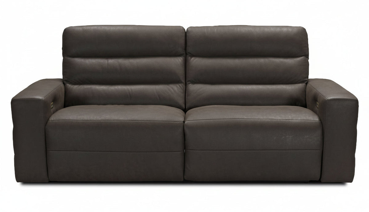 Sardegna 87" Olive Gray Leather Power Reclining Sofa - MJM Furniture