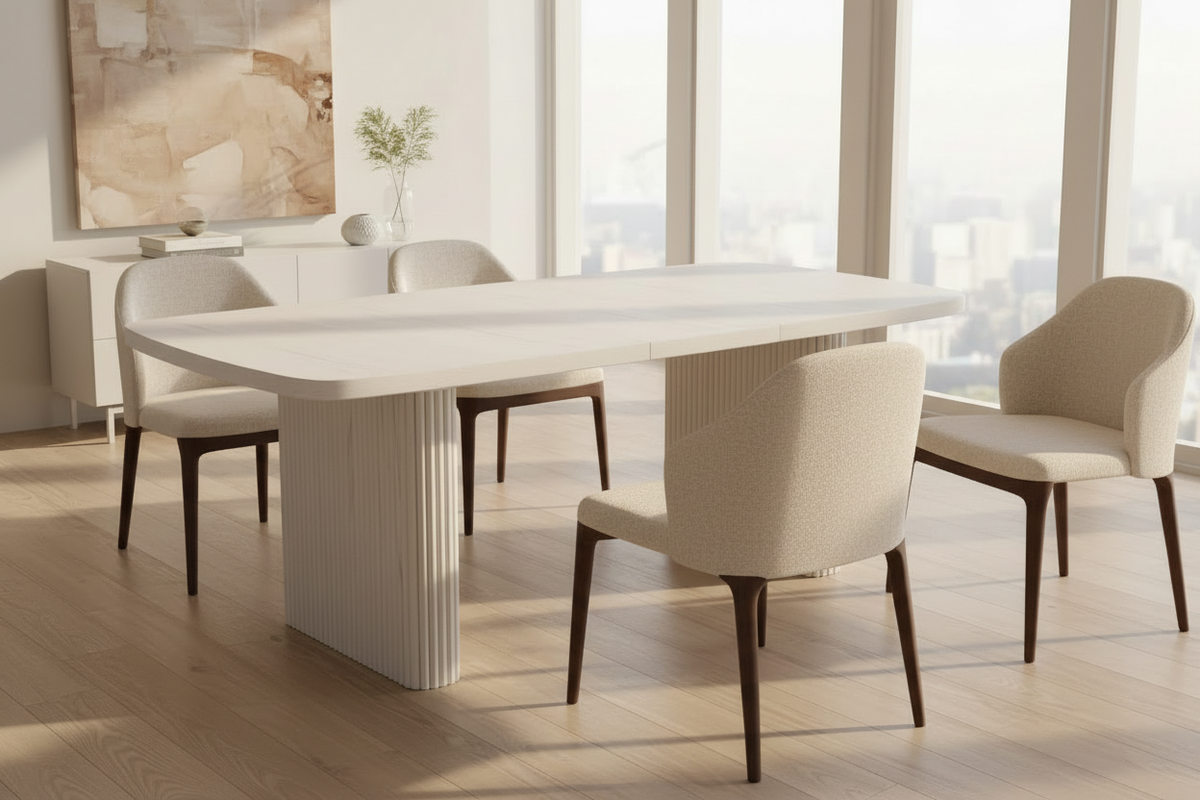 Serenity 66-82” White Wash Rectangle Dining Table - MJM Furniture