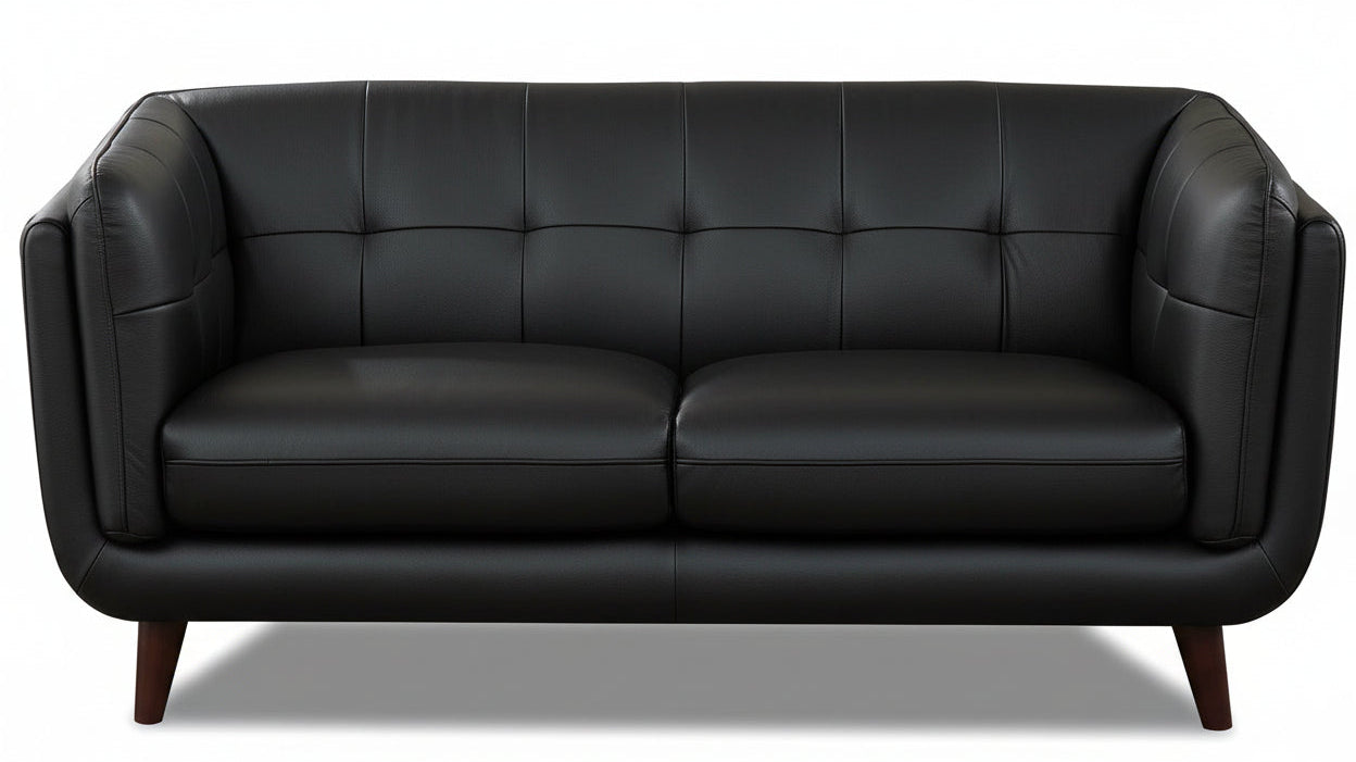 Seymour 65" Black Leather Loveseat - MJM Furniture