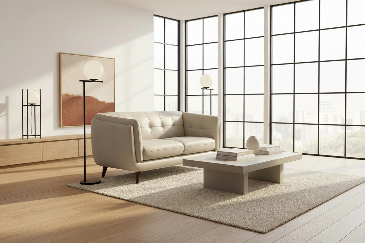 Seymour 65" Silver Leather Loveseat - MJM Furniture