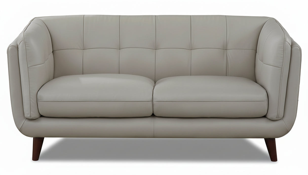 Seymour 65" Silver Leather Loveseat - MJM Furniture