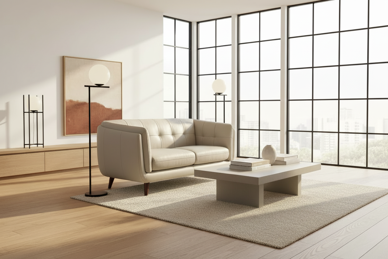 Seymour 65" Silver Leather Loveseat - MJM Furniture