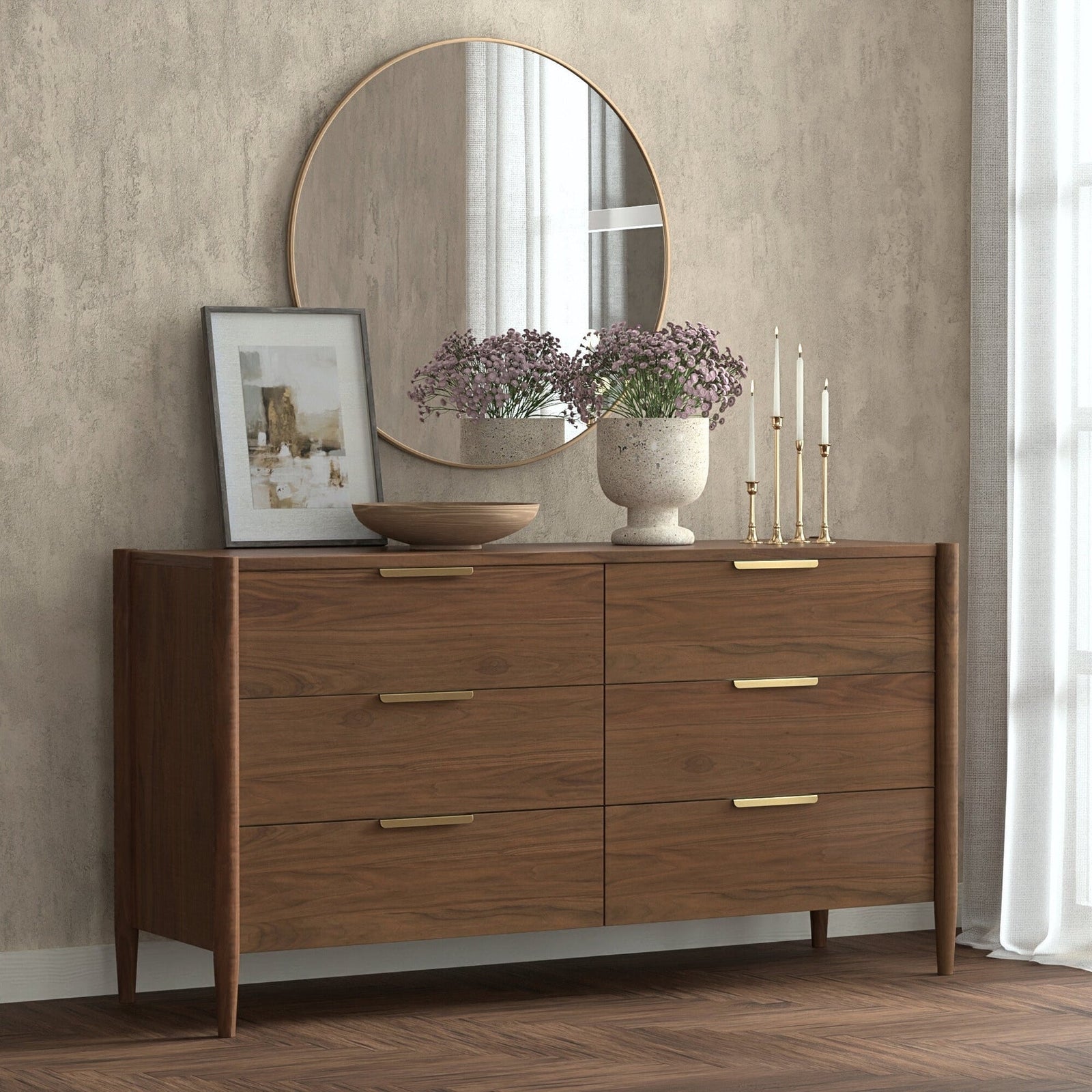 Reese Walnut 64" Dresser Dressers / Mirrors ALF