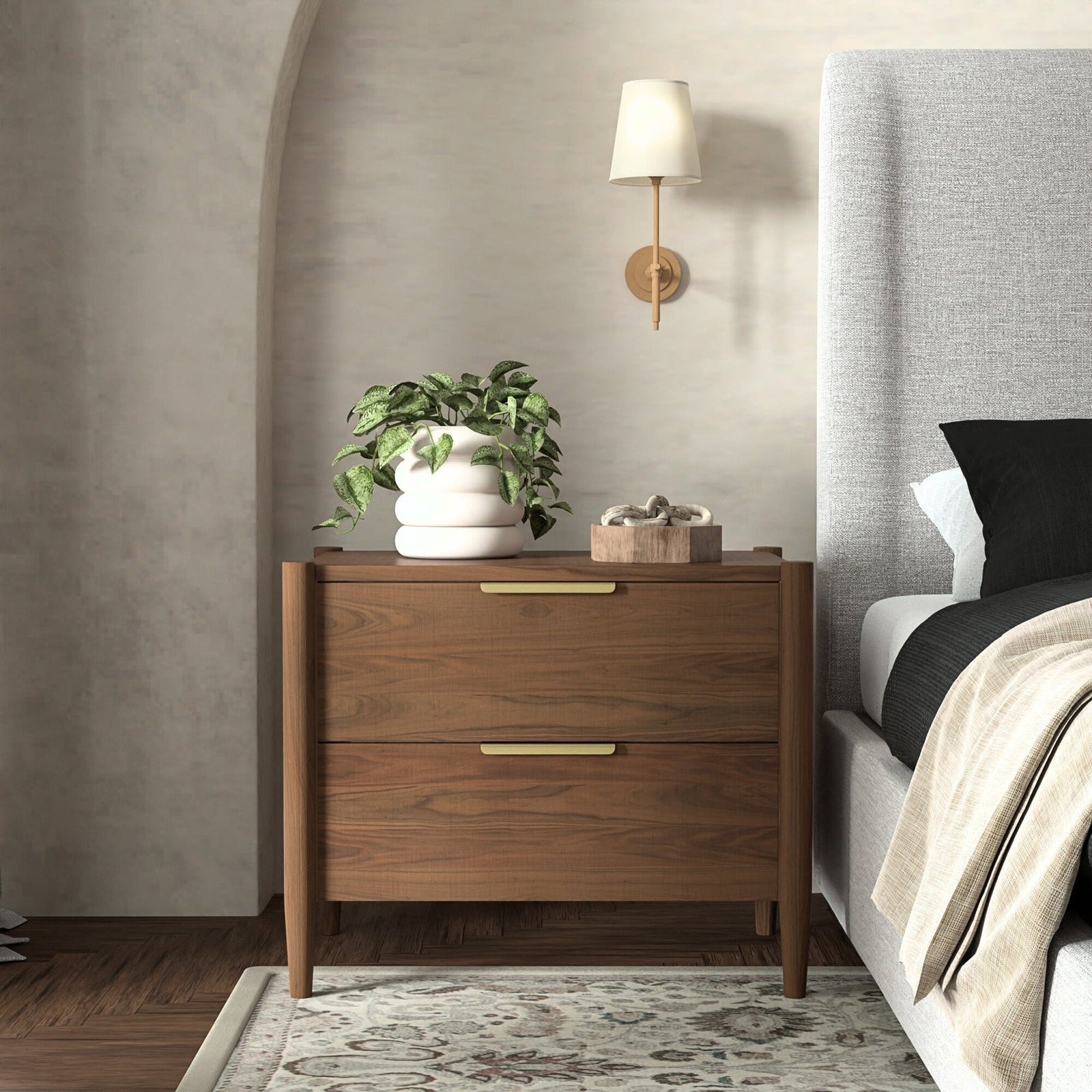 Reese Walnut Nightstand - MJM Furniture