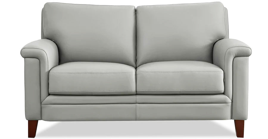 Taj Silver Leather Loveseat - MJM Furniture
