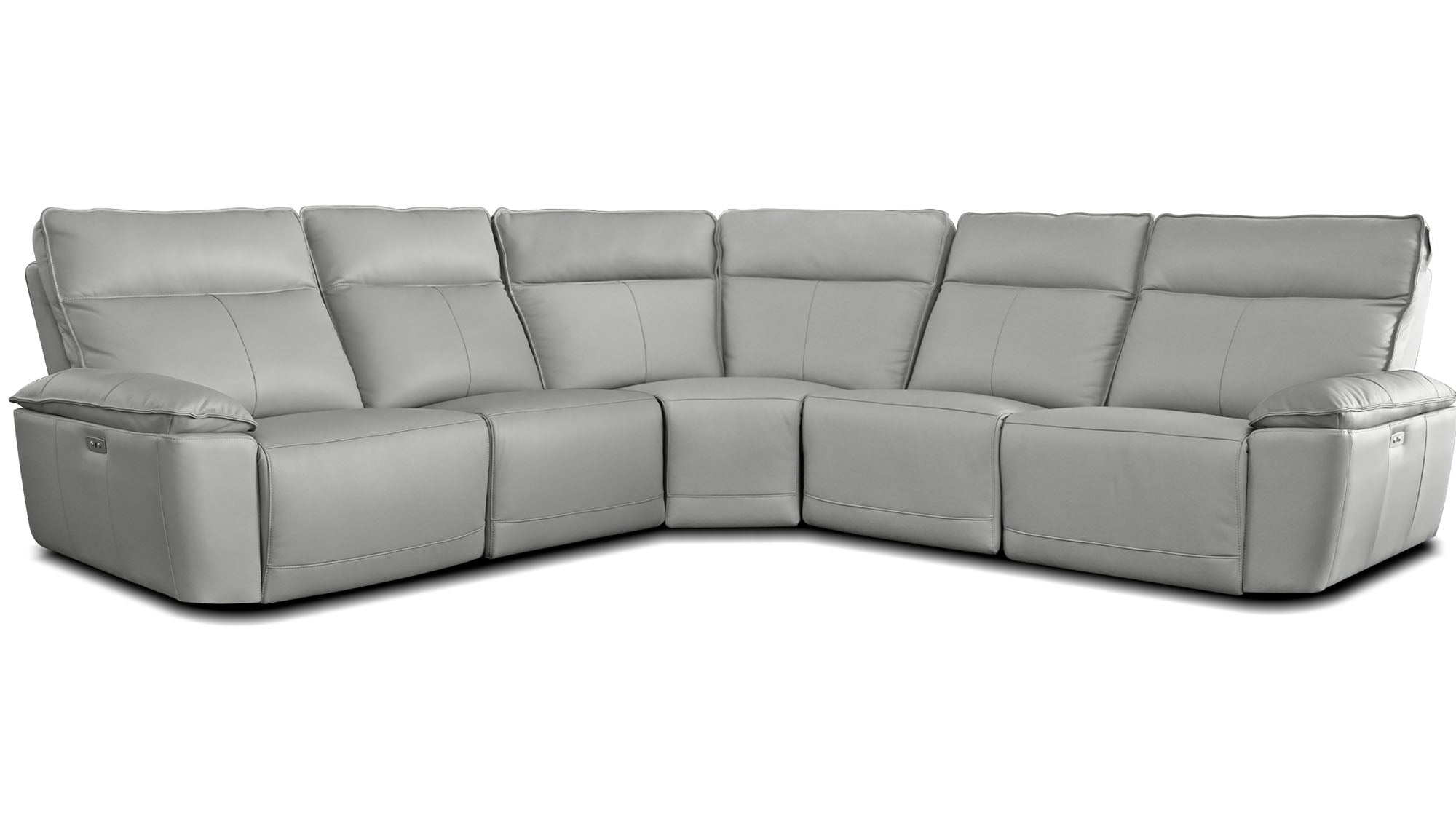 Esko Silver Leather Power Reclining Sectional - MJM Furniture