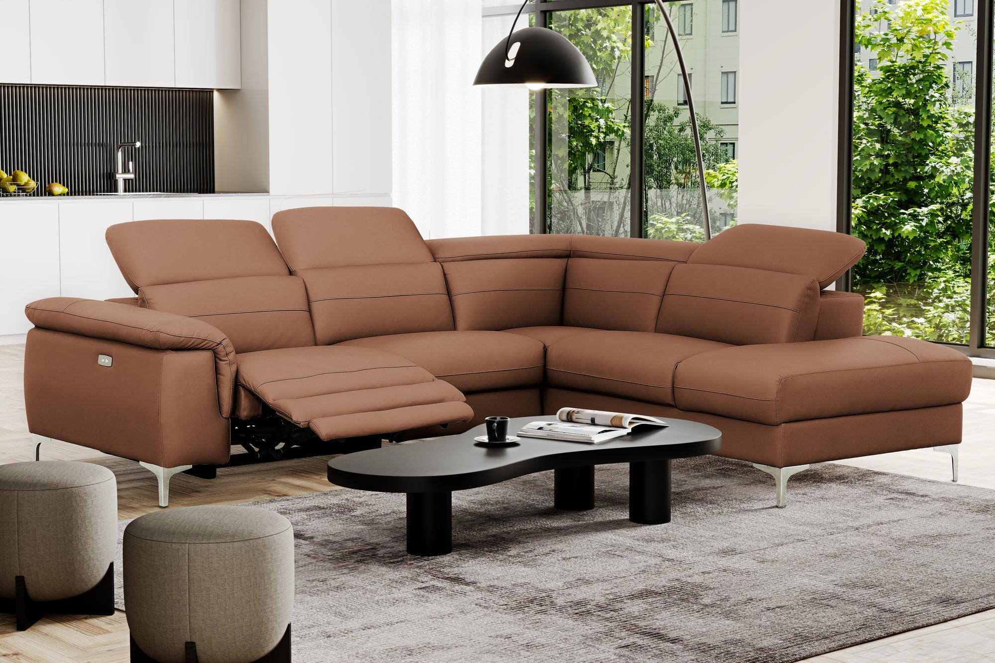 Wells Leather Power Reclining Sectional - MJM Furniture