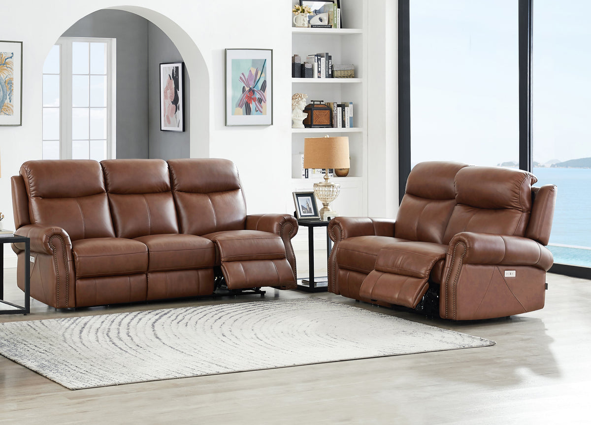 Royce Leather Power Reclining Loveseat - MJM Furniture