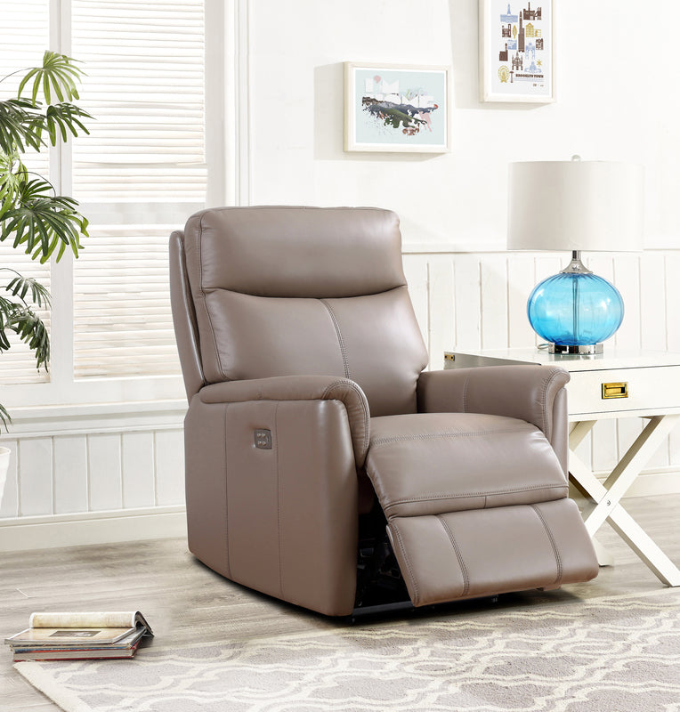 Columbia Taupe Leather Power Reclining Chair - MJM Furniture